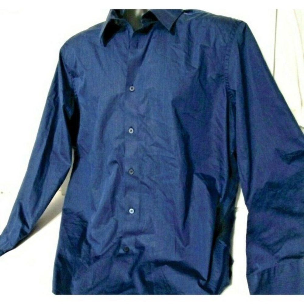 Men's Murano Modern Comfort XLA Blue Long sleeve‎ Button Up Shirt Size Large
